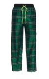 Amiri Cropped Checked Silk Drawstring Trousers In Plaid