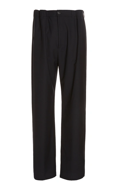 Maison Margiela Pleated Stretch-cotton Straight-leg Pants In Black