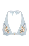 STELLA MCCARTNEY FLORAL-EMBROIDERED BIKINI TOP,S7BX50260