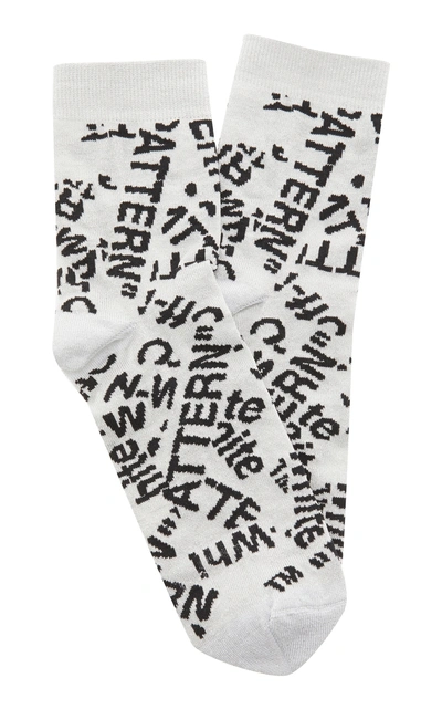 Off-white Logo-intarsia Socks In 0110 White Black