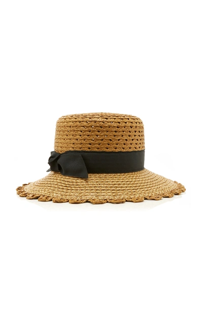 Eric Javits Montauk Grosgrain-trim Straw Hat In Natural/black