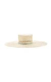 ALBERTUS SWANEPOEL M'O EXCLUSIVE CLAIRE VELVET-TRIMMED STRAW HAT,CLAIRE