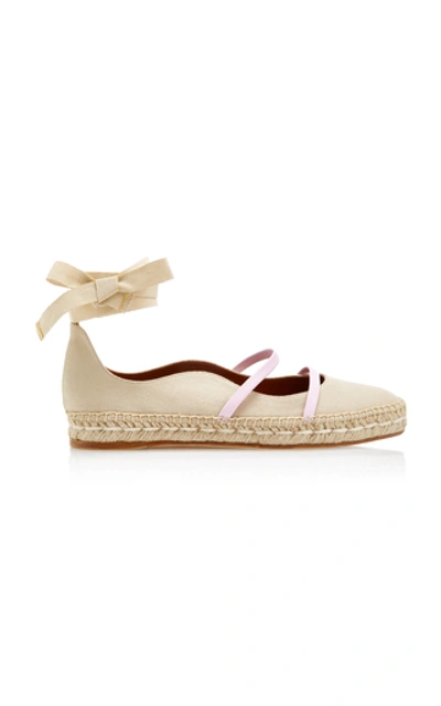 Malone Souliers 20mm Selina Cotton & Leather Espadrilles In Neutral