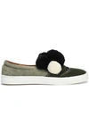 FIGUE KARITA EMBELLISHED SUEDE AND CROCHET-KNIT SLIP-ON SNEAKERS,3074457345619973848