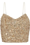 ALICE AND OLIVIA ARCHER CROPPED SEQUINED TULLE CAMISOLE,3074457345619700233