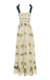 AGUA BY AGUA BENDITA HERBARIUM FLORAL-PRINT LINEN MAXI DRESS,722038