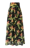 AGUA BY AGUA BENDITA TROPICAL PAINTED LINEN MAXI SKIRT,722043