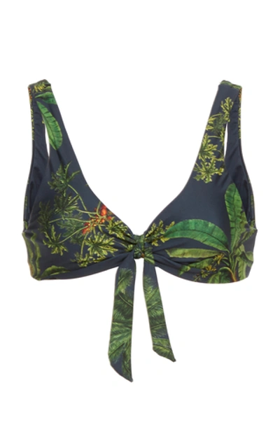 Agua By Agua Bendita Grace Printed Bikini Top In Navy