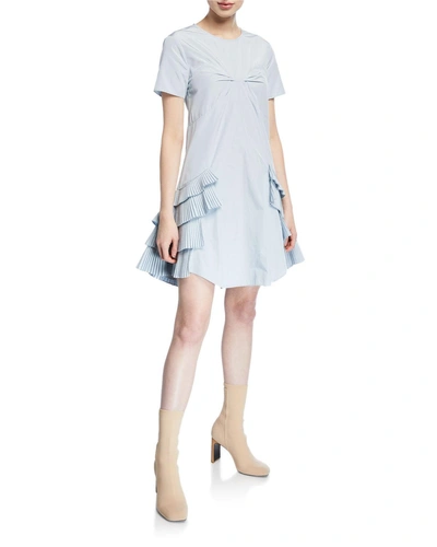 Opening Ceremony Cotton-blend Ruffle Dress In Light Blue