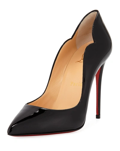 CHRISTIAN LOUBOUTIN HOT CHICK 100 PATENT RED SOLE HIGH-HEEL PUMPS,PROD214770289