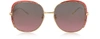 GUCCI DESIGNER SUNGLASSES GG0400S SHINY GOLD GUILLOCHÉ METAL FRAME SUNGLASSES