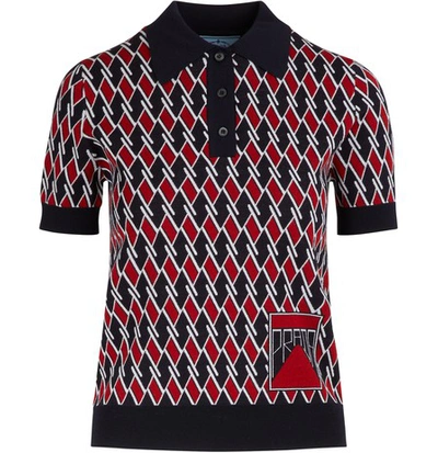 Prada Short-sleeved Polo In Blu+rosso