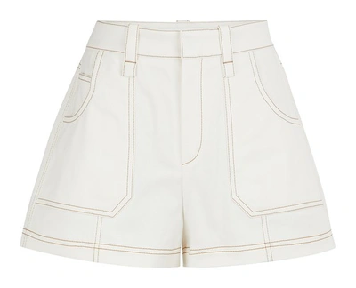Chloé Contrast-stitching Cotton Shorts In Ivory