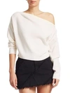 ALEXANDER WANG T Snap Off-The-Shoulder Wool Knit Sweater