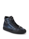 ALESSANDRO DELL'ACQUA LOGO LEATHER HIGH-TOP SNEAKERS,0400098816047