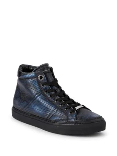 Alessandro Dell'acqua Logo Leather High-top Trainers In Blue