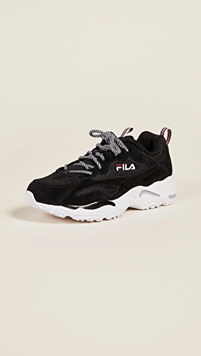 Fila Ray Tracer Trainers In Black/white/ Red