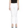 Frame Le High Straight Double Needle Jeans In Blanc