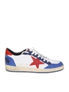 GOLDEN GOOSE SNEAKERS BALL STAR IN WHITE / RED / BLUE LEATHER,10798473