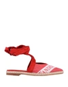 Jw Anderson J.w. Anderson Open Flat Logo Ballerinas In Red