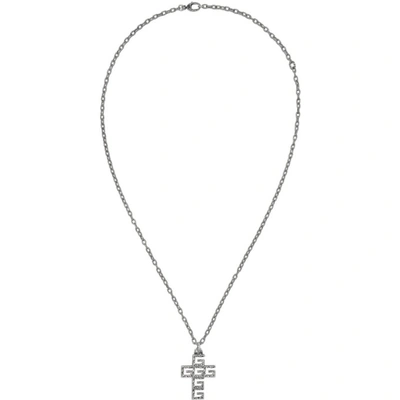 Gucci Necklace With Square G Cross In Silver In Undefined