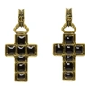 GUCCI GUCCI BLACK AND GOLD CROSS PENDANT EARRINGS