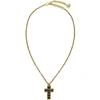 GUCCI GUCCI BLACK AND GOLD SMALL CROSS NECKLACE