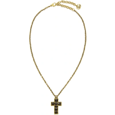 Gucci Necklace With Medium Cross In Black Enamel