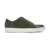 LANVIN LANVIN GREEN SUEDE AND PATENT CAP TOE SNEAKERS