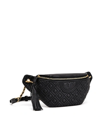 Tory Burch Fleming Quilted Leather Belt Bag In Black