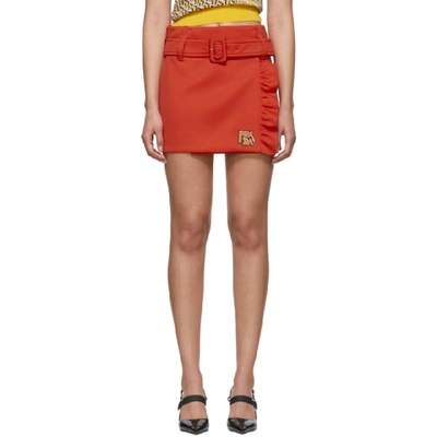 Prada Orange Logo Miniskirt In Red