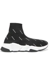 Balenciaga Speed Logo-print Stretch-knit High-top Sneakers In Black