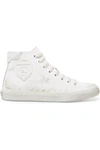 SAINT LAURENT BEDFORD LOGO-APPLIQUED DISTRESSED LEATHER HIGH-TOP trainers