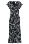 CINQ À SEPT CINQ À SEPT WOMAN PRINTED CREPE DE CHINE MIDI DRESS BLACK,3074457345619991699