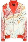 dressing gownRTO CAVALLI WOMAN SATIN-TRIMMED PRINTED SILK BOMBER JACKET TOMATO RED,GB 10375442619379915