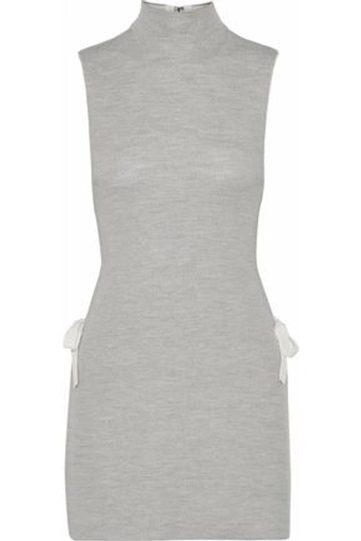 Alice And Olivia Alice + Olivia Woman Alvera Knitted Turtleneck Tunic Light Gray In Heather Grey