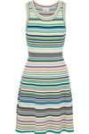 MILLY MILLY WOMAN STRIPED RIBBED-KNIT MINI DRESS MULTICOLOR,3074457345620011396