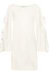 MILLY MILLY WOMAN BOW-DETAILED CUTOUT KNITTED MINI DRESS OFF-WHITE,3074457345620012296