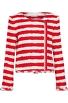 ALICE AND OLIVIA ALICE + OLIVIA WOMAN STANTON STRIPED TWEED JACKET RED,3074457345619160717