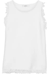 MILLY MILLY WOMAN FRAYED COTTON TOP WHITE,3074457345620011805