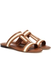 Tod's Canvas And Leather Slides In Multi