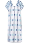 Pippa Holt Embroidered Kaftan Midi-dress In Blue