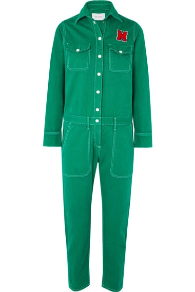 Mira Mikati Floral Embroidered Cotton Boiler Suit In Green
