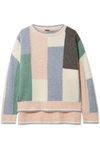 ADAM LIPPES COLOR-BLOCK CASHMERE AND SILK-BLEND SWEATER