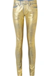 TRE BY NATALIE RATABESI THE GOLD EDITH METALLIC COATED MID-RISE SKINNY JEANS