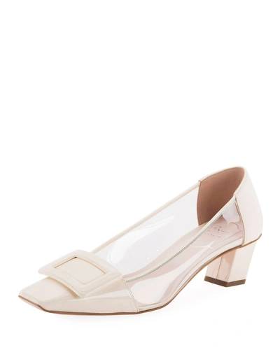 Roger Vivier Belle Vivier Patent-leather And Pvc Pumps In Ecru