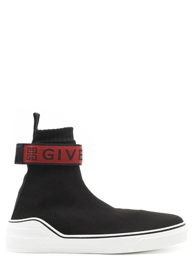 Givenchy Black, Red And White 4g Webbing Knitted Sneakers