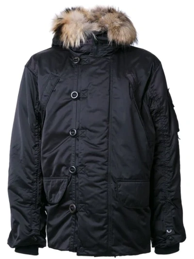 Kru Maverick Hooded Parka Coat In 2000 Black