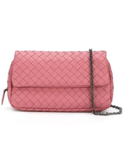 Bottega Veneta Intrecciato Mini Leather Cross-body Bag In Pink
