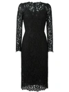 Dolce & Gabbana Midi Dress In Floral Chantilly Lace In Black